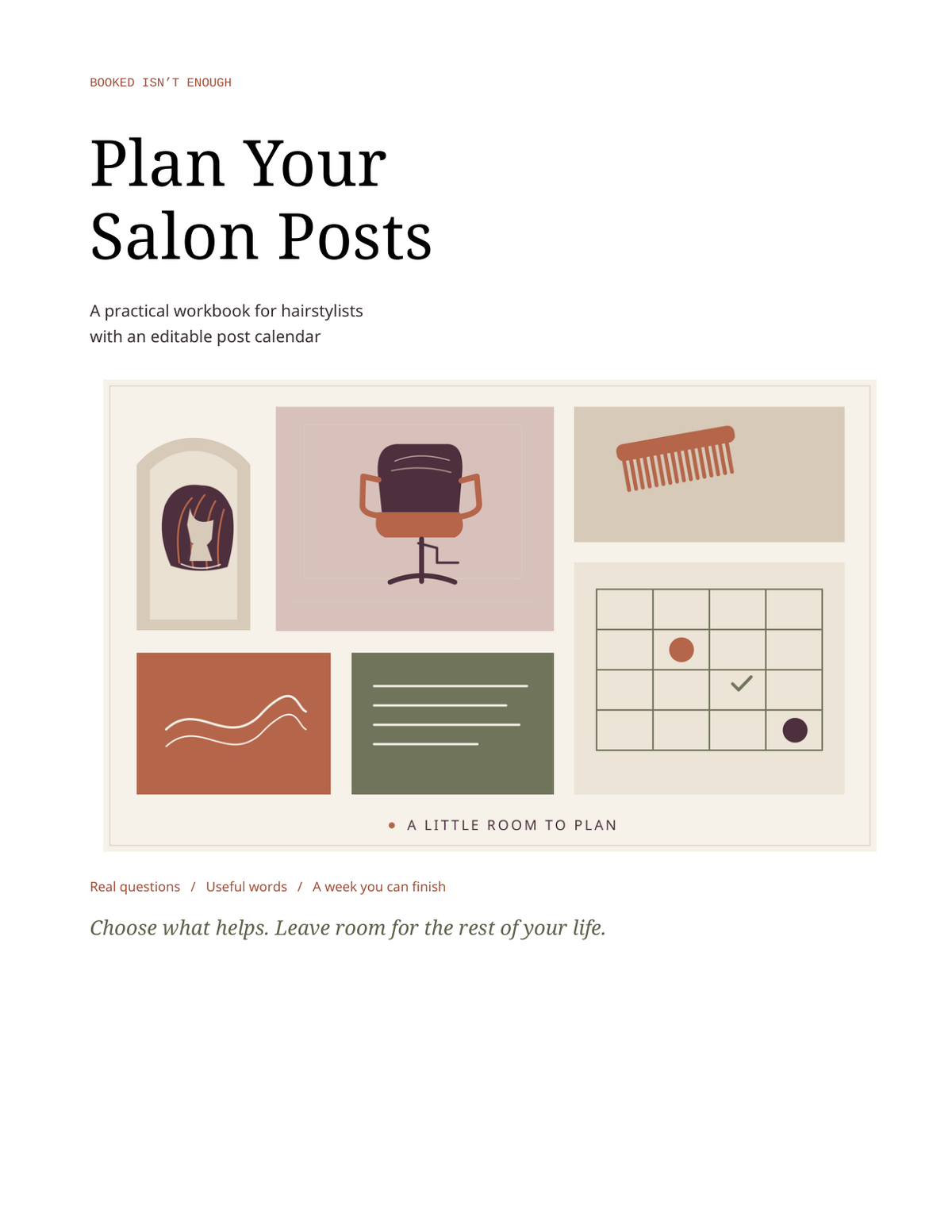 Included PDF cover: Plan Your Salon Posts