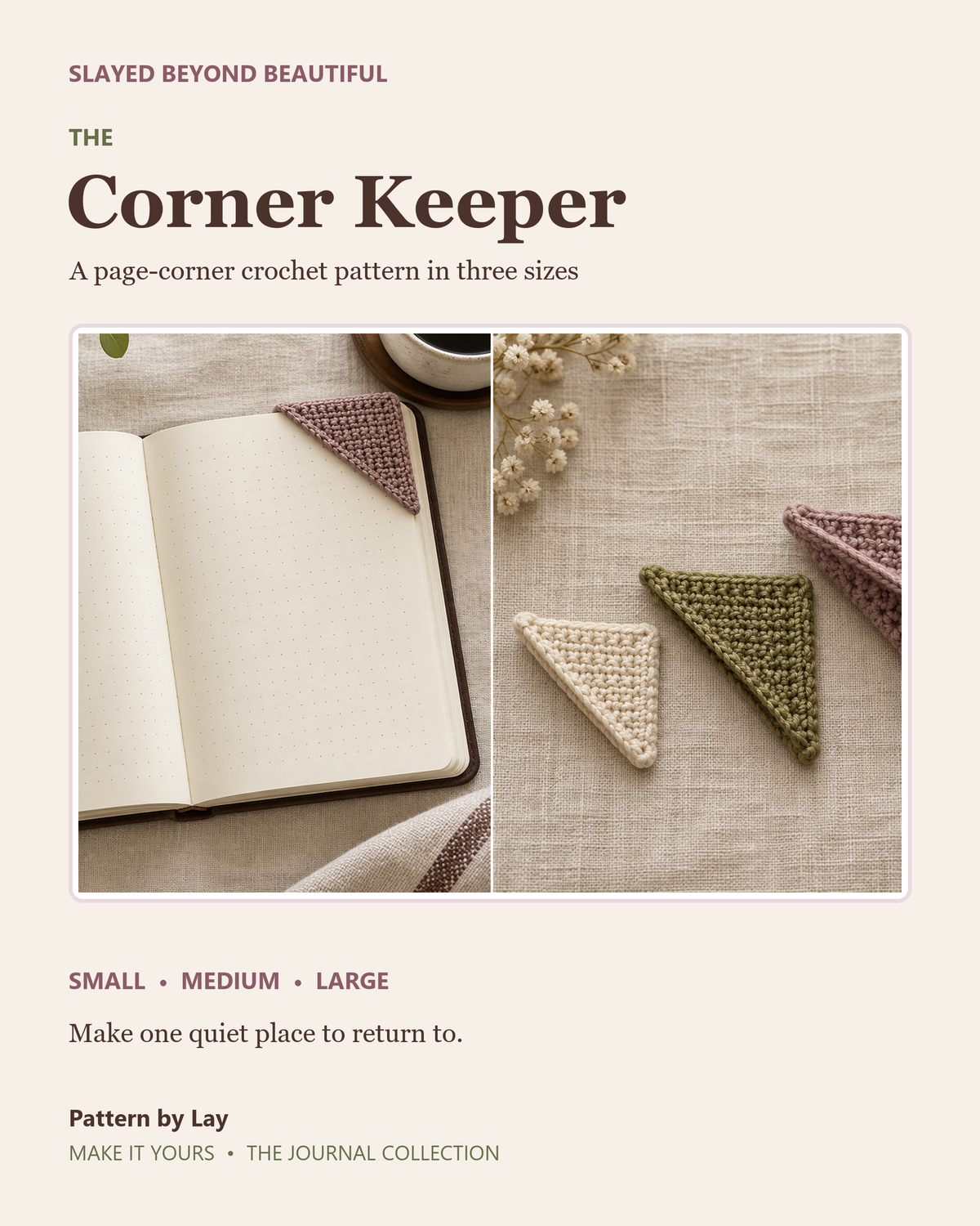 The Corner Keeper — A Crochet Page-Corner Bookmark in Three Sizes