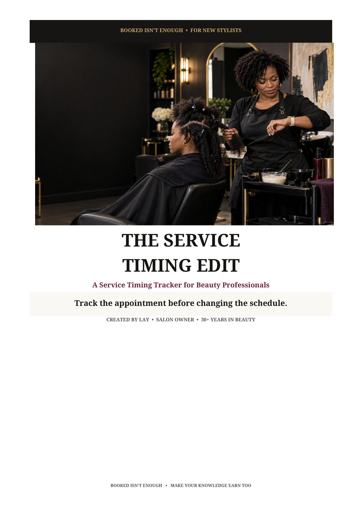 Included PDF cover: The Service Timing Edit