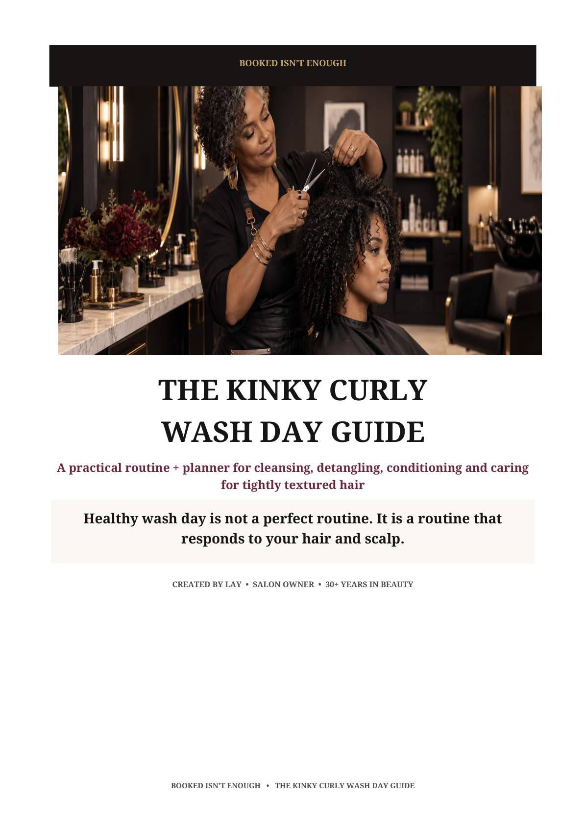 Included PDF cover: The Kinky Curly Wash Day Guide