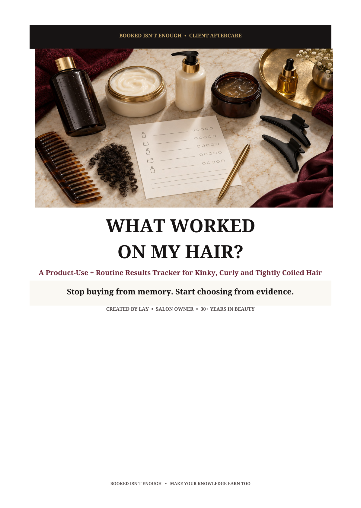 Included PDF cover: What Worked On My Hair