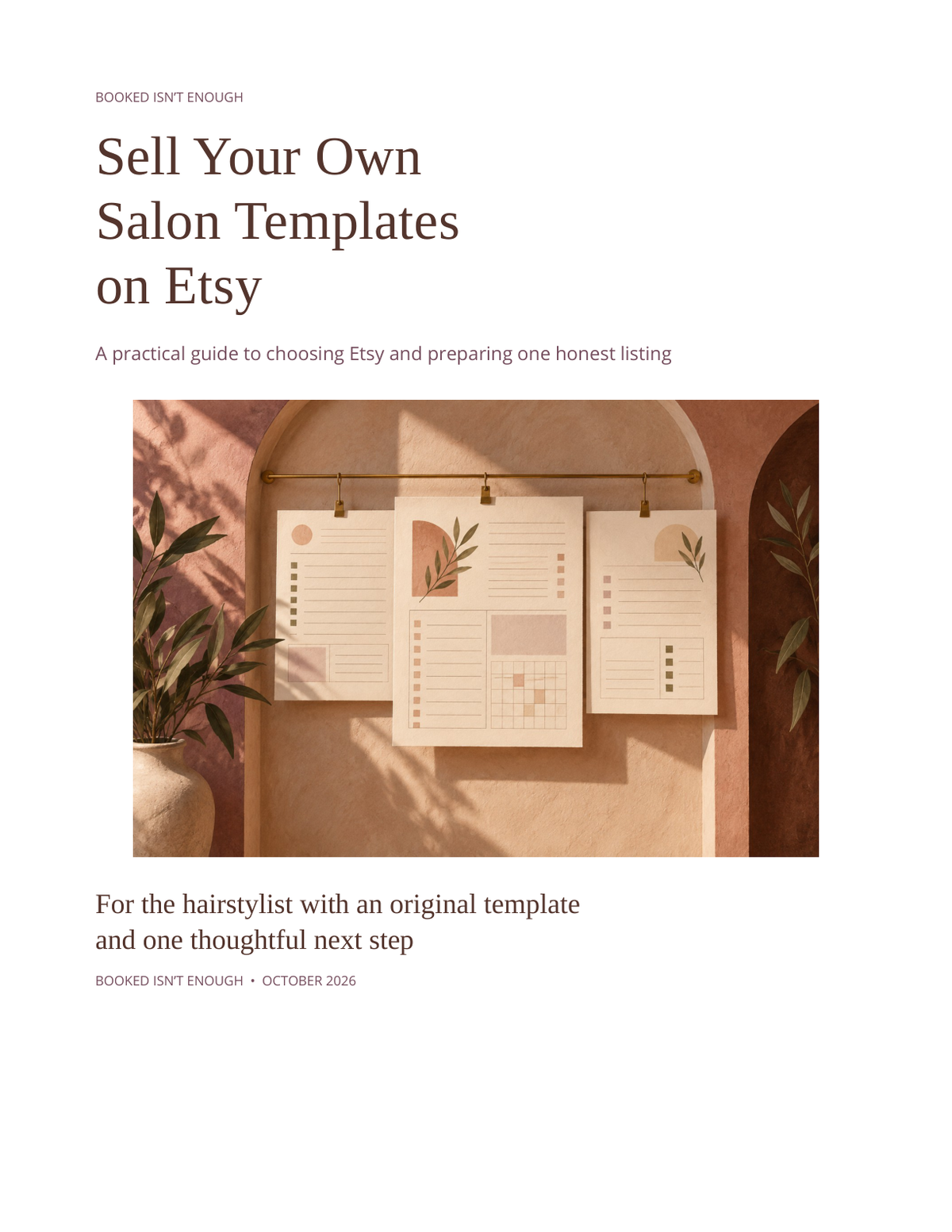 Included PDF cover: Sell Your Own Salon Templates on Etsy