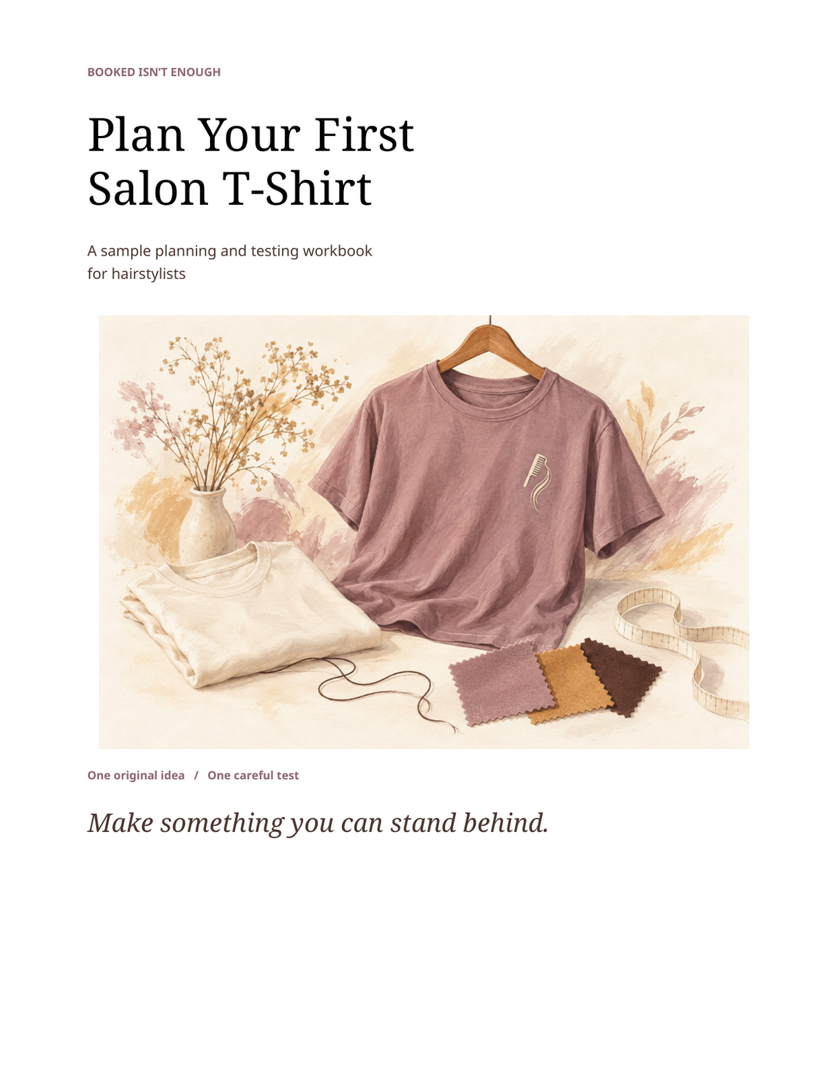 Included PDF cover: Plan Your First Salon T-Shirt