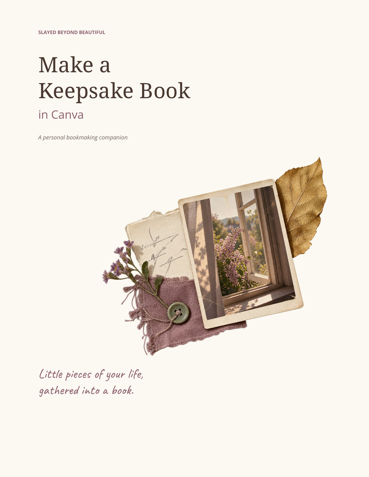 Included PDF cover: Make a Keepsake Book in Canva