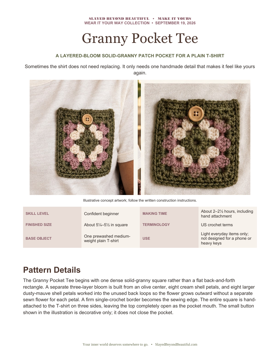 Granny Pocket Tee — Crochet Pattern