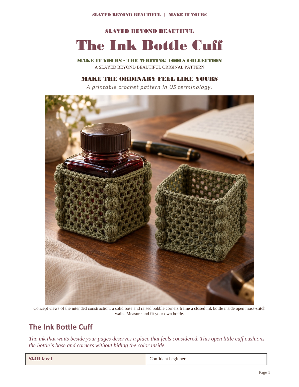 The Ink Bottle Cuff — Crochet Bottle Sleeve Pattern
