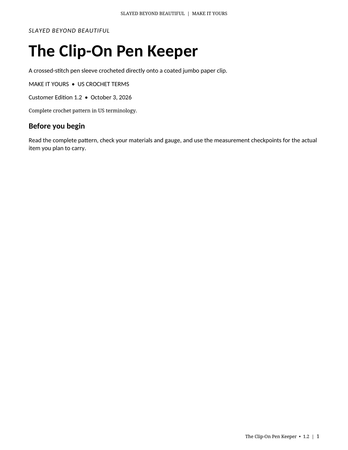The Clip-On Pen Keeper — A Crochet Journal Pen Holder – Slayed Beyond ...