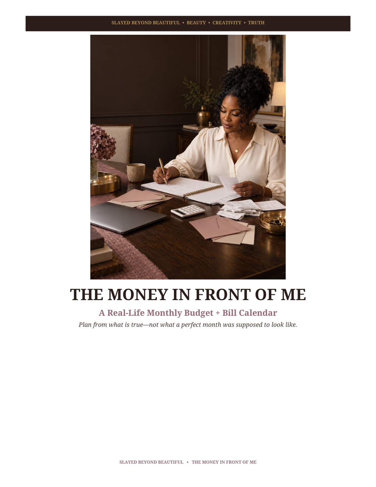 Actual cover of The Money in Front of Me | Budget and Bill Calendar PDF + Spreadsheet