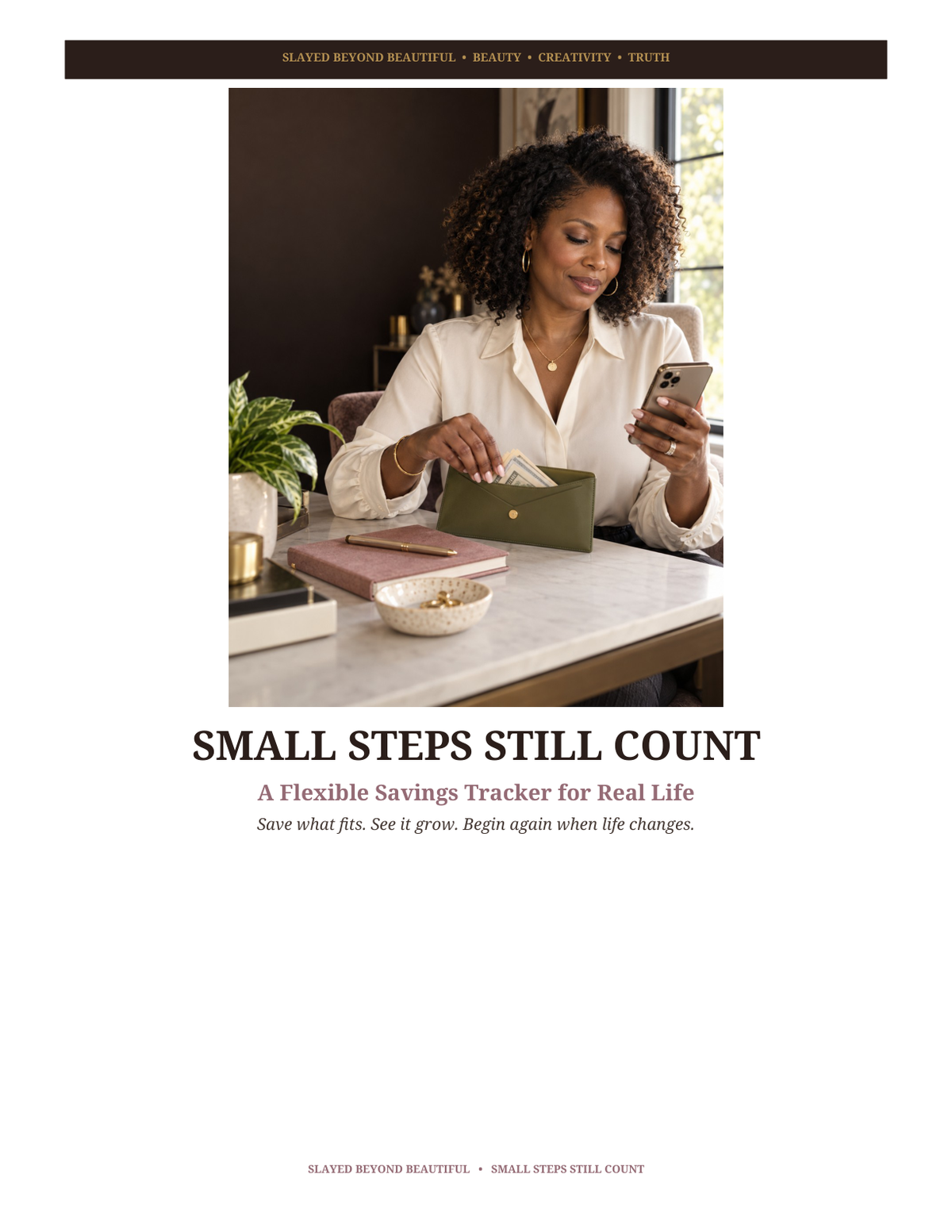 Actual cover of Small Steps Still Count | Savings Tracker PDF + Spreadsheet
