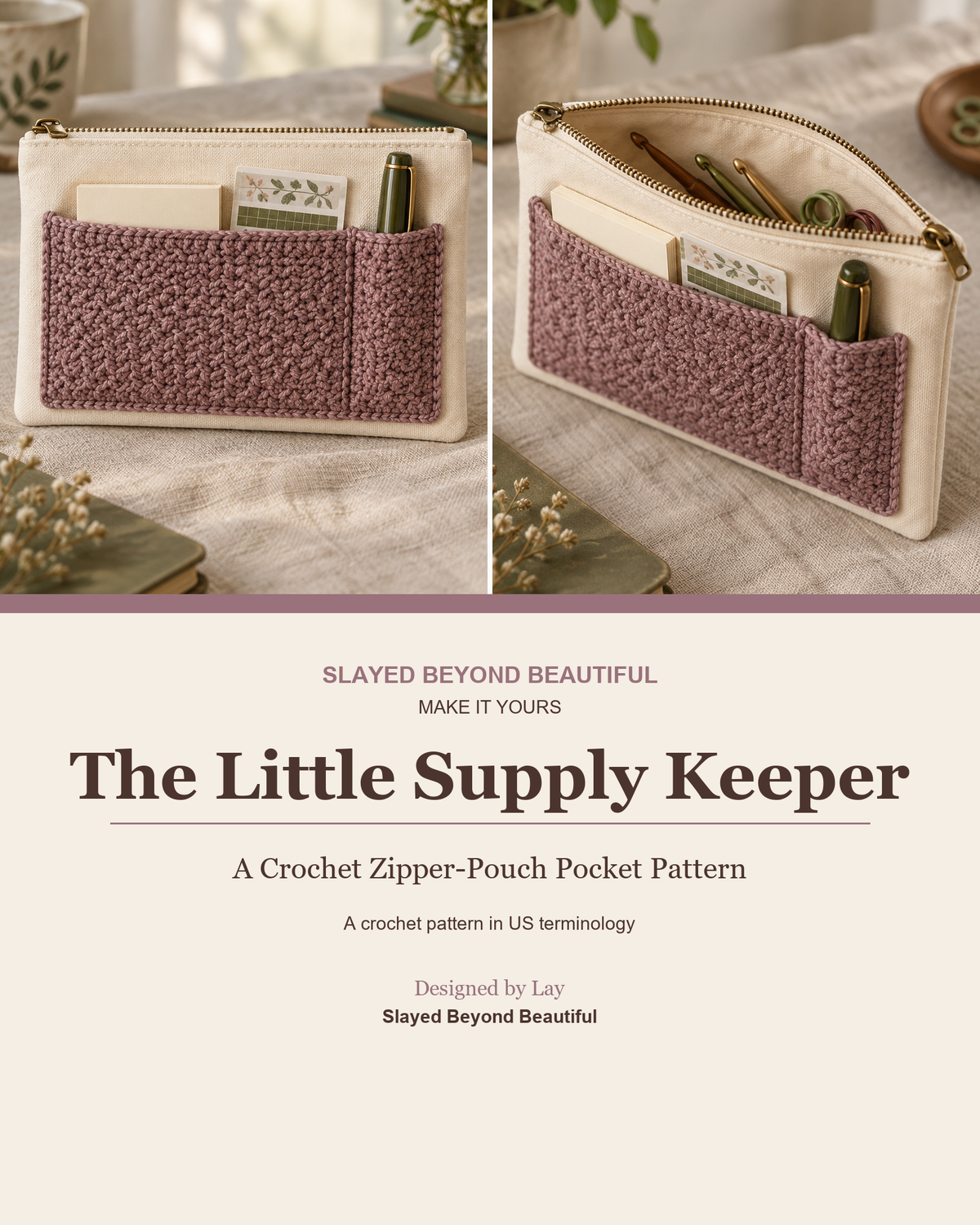 The Little Supply Keeper — A Crochet Zipper-Pouch Pocket Pattern