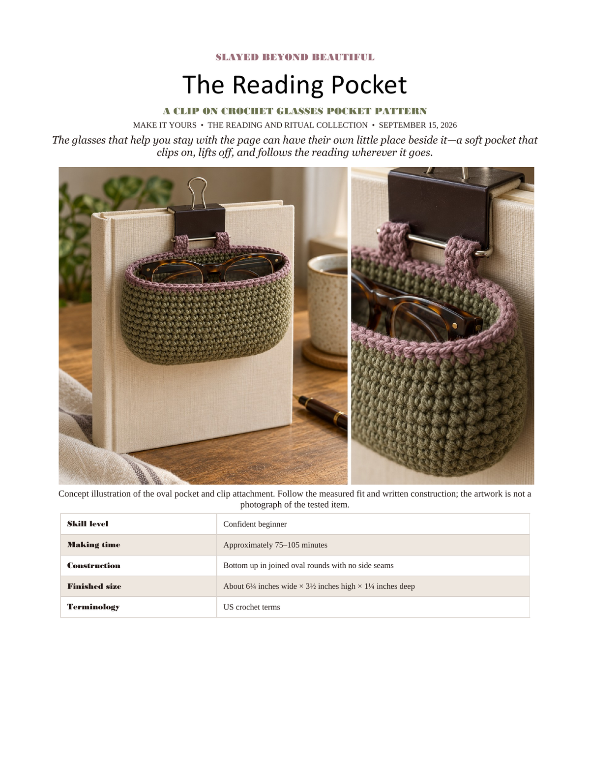 The Reading Pocket — Clip-On Crochet Book Pocket Pattern