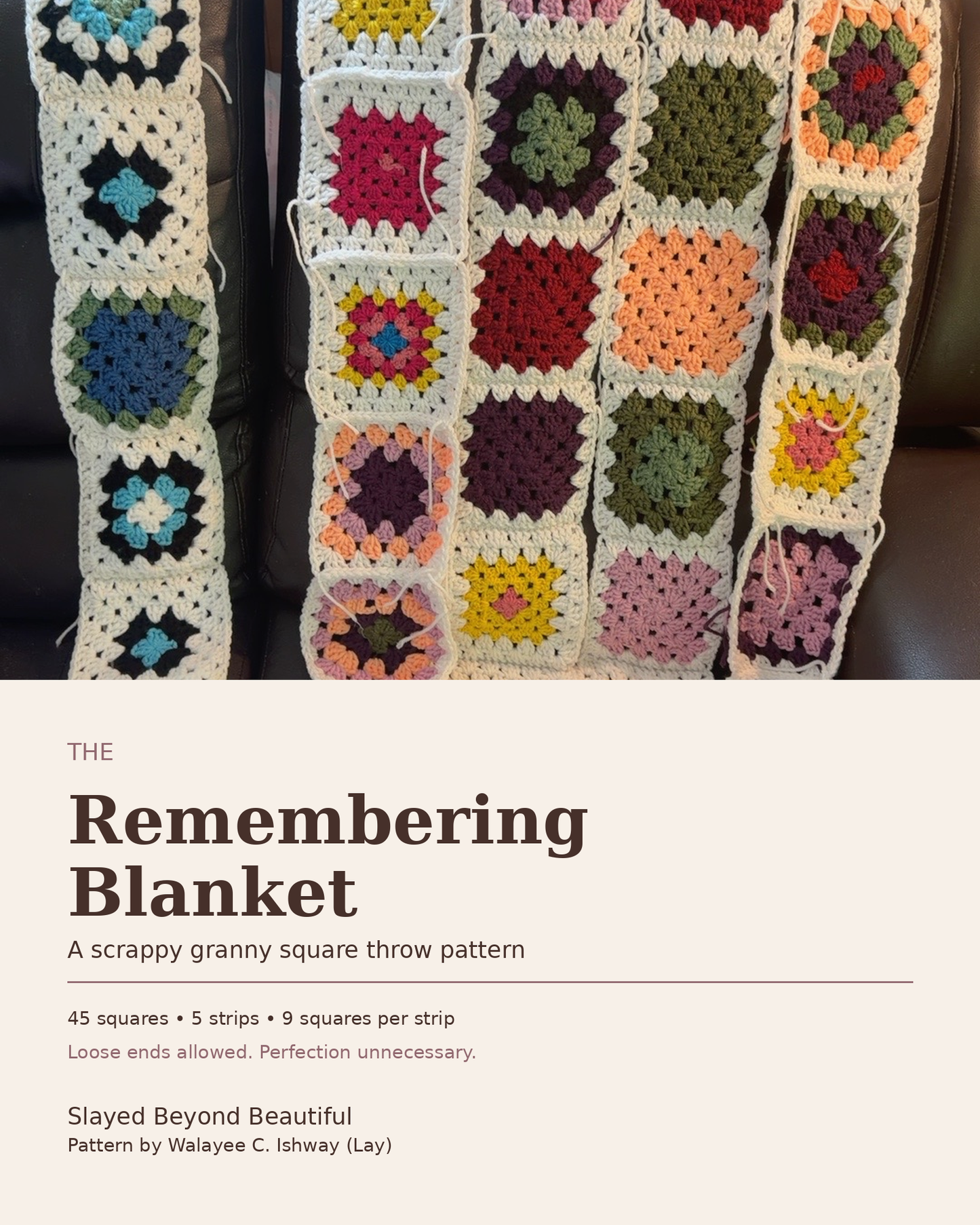 The Remembering Blanket — Scrappy Granny Square Throw Crochet Pattern