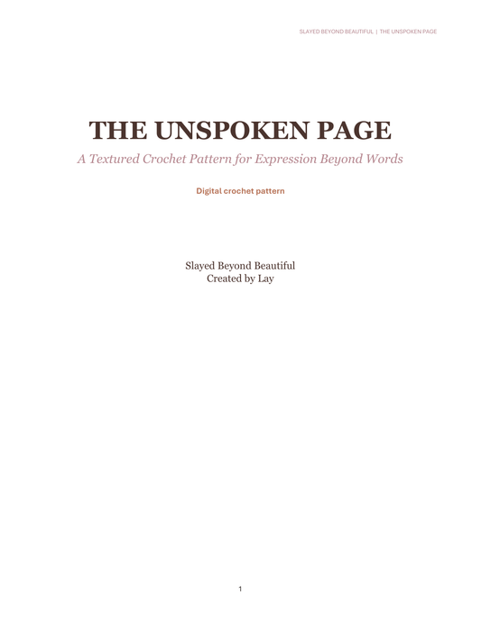 The Unspoken Page — A Textured Crochet Pattern for Expression Beyond Words